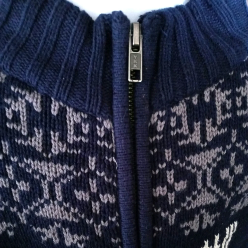 Gymboree Zip Reindeer Holiday Sweater Boy's Navy Nordic Fair Isle. Size …
